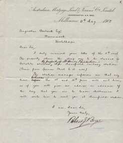 Letter, Australian Mortgage Land and Finance to Augustus Bostock, 1900
