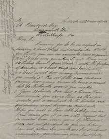 Letter, E Plumridge Marshalltown to A Bostock re sheep breeders, 1903