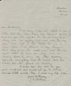 Letter, J C MacPherson to Mr Bostock