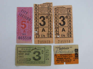 Tickets, Old Transport Tickets x5, 1950