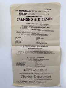 Work on paper - Document, Advertising flyer 1888 Cramond & Dickson, 1888