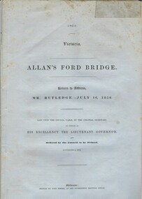 Document, Allan’s Ford Bridge 1852, 1852