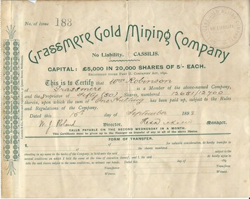 Document, Share Certificate