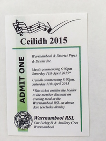 Ticket, Ceilidh 2015, 2015