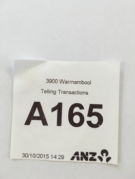 ANZ queuing system ticket