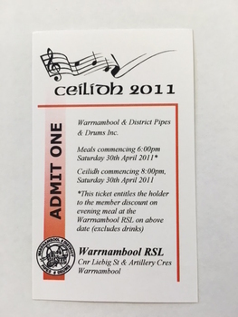 Wadpadi Ceilidh Ticket 2011