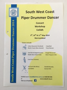 South West Coast Piper Drummer Dancer programs 2014