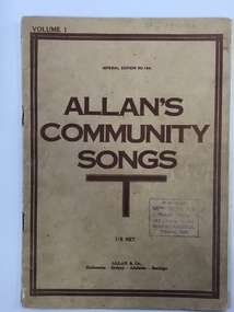 Booklet, Allan's Community Songs, 1920s