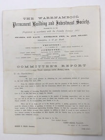 Balance Sheet, Warrnambool Permanent Building and Investment Society 1872, 1872