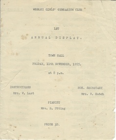 Document, Wesley Girls Gymnasium, 1955