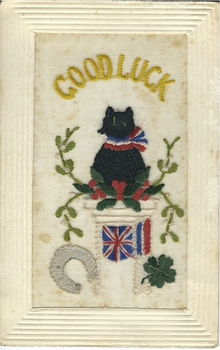 This is a WW1 postcard with embroidery on the front.