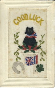 This is a WW1 postcard with embroidery on the front.