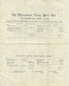 Document, The Warrnambool Young Men's club, 1882