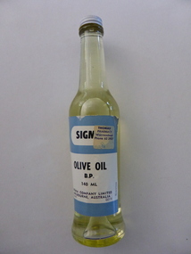 Bottle, Sigma Company Limited, Thomas Pharmacy Olive Oil, Mid 20th century
