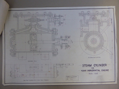 Document, Steam Cylinder Horizontal Engin, 1919