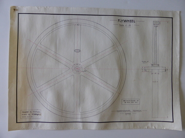 Drawing, Warrnambool Tech .1 Fly Wheel.2 Bevel Wheels R Uebergang, 1919