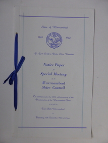 Document, Collett and Bain, Notice of meeting Warrnambool Shire, 1963