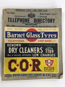 Book, Telephone Directory Melbourne May 1933, 1933