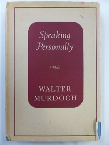 Book, Speaking Personally - W Murdoch, 1946