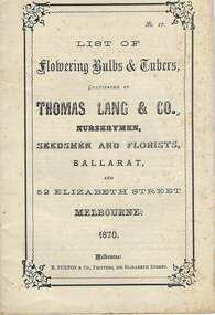 Document, Thomas Bing Nurseryman, 1870s