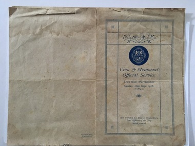 Document, Civic & Memorial Official Services 1918, 1918