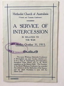 Document, A Service of Intercession, 1915