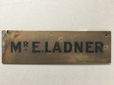 Brass Plate, Mr E Ladner, Circa 1920