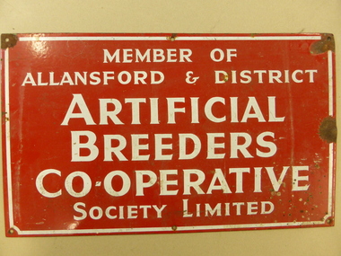 Plaque, Artificial Breeders Co-operative, Circa 1965