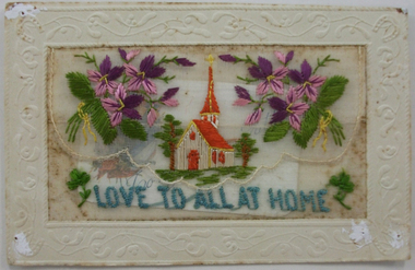Postcard - Embroidered postcard, World War 1  Embroidered Postcard, 1916