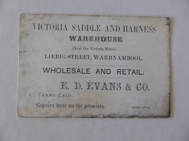 Document, Victorian Saddle & Harness Warehouse, C 1900