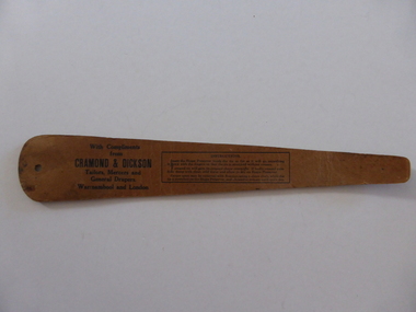 Artefact, Cardboard tie preserver. Cramond & Dickson, Circa 1930's