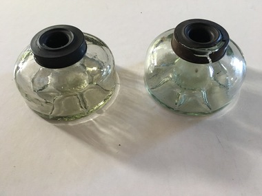 Ink wells, 2 Ink Wells - clear glass, 1920s