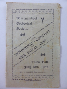 Programme, Original D Symphonic concert Town Hall July 10 1902, 1902