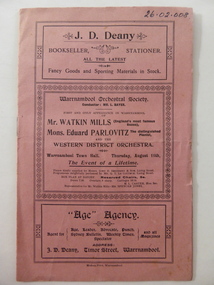 Programme, Western District Orchestra, 1904