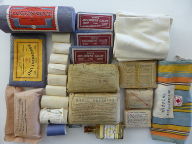 First Aid Kit, First aid kit WWII in canvas bag, 20th century