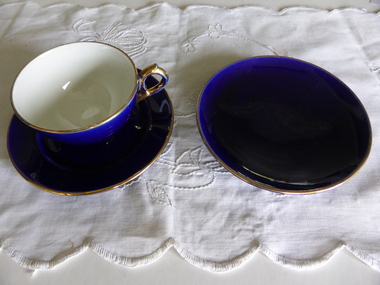 Crockery, Blue Cup Saucer and Plate, 1920s