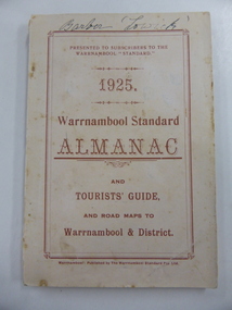 Book, Warrnambool Standard Almanac 1925, 1925