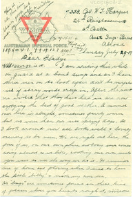 Document - World War  Letters, Letters: July 1917 To Gladys from 7358 Pte William Thomas Harper, pre 1917