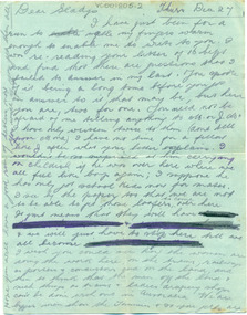 Document - World War 1.  letters, Letter: from - - Johnson to Gladys Holmes, Dec 27 1917, pre Dec 1917