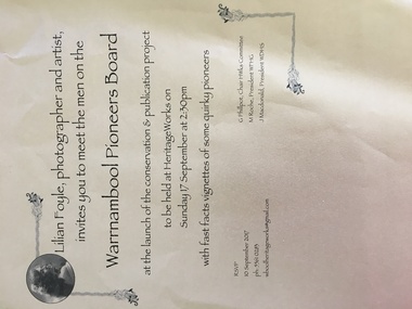 Document, HeritageWorks Personnel, Warrnambool Pioneers Board, 2017