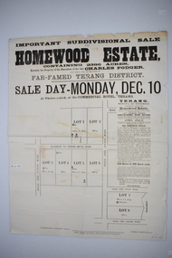 Original document, Advertising "Homewood Estate" Terang, 1886
