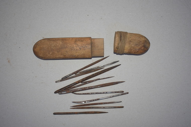 Needle case and needles, Late 19th century