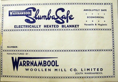 Label, Warrnambool Woollen Mill, Early 20th century
