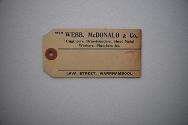 Label, Webb McDonald & Co, Early 20th Century