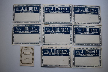 10 x Labels, J Miners, Early 20th century