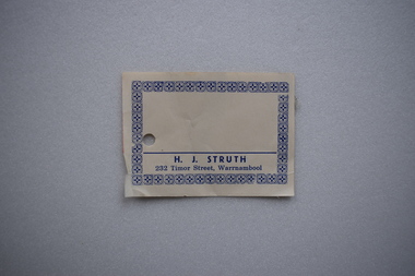 Label, Struth, Early 20th century