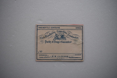 Label, Late 19th  century, D.W.Gleeson Chemist