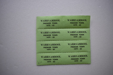 Label, Warrnambool Premier Town, 1979