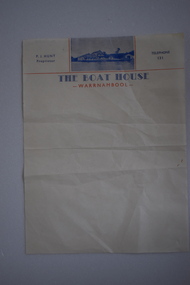 Letterhead, The Boat House Warrnambool, Mid 20th century