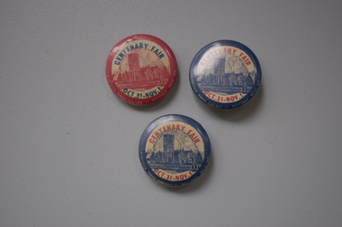 Badges, J.W.Patrick, Christ Church Centenary Fair, Mid 20th century